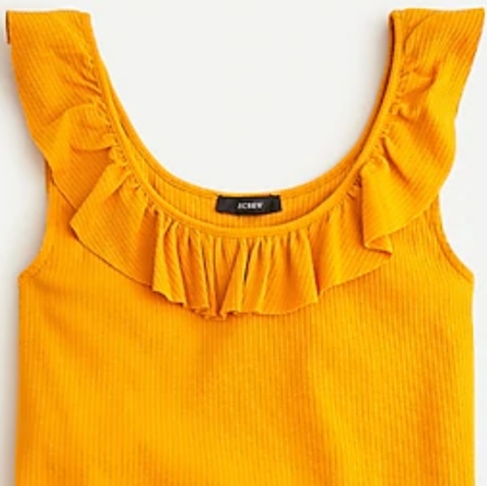 NWT J.CREW Ruffle Neck Ribbed Tank - Picture 3 of 6
